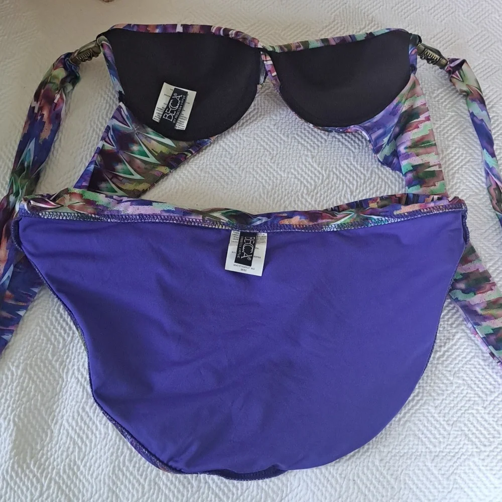 Becca By Rebecca Virtue Womens Two Piece Bikini Set Aztec Print Lined Padded S&M